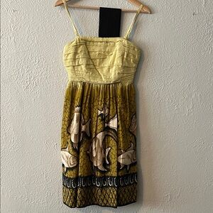 Anthro Yellow Fish Print Sundress